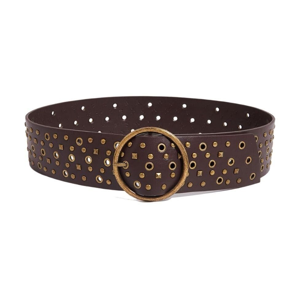 3894 3 Row Grommets Belt Harajuku Y2k Pu Leather Punk For Women, 2.56 - Picture 1 of 6